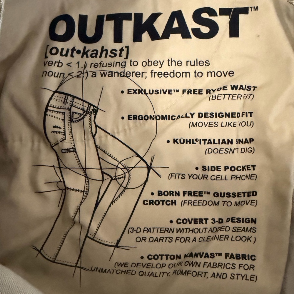 Kuhl OutKast 100% Cotton Canvas Fabric Tough Rugged Flat Front Khaki Mens 42x32 - Picture 7 of 7